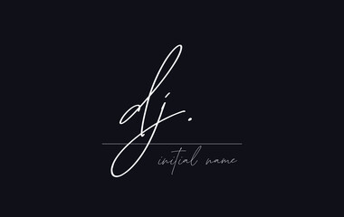 Stylish and elegant letter DJ with dark blue background signature logo for company name or initial 