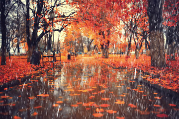 Fototapeta na wymiar bad weather rain wind, autumn concept background