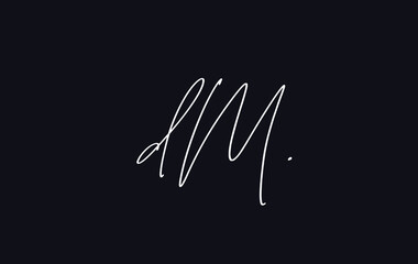 Stylish and elegant letter DM with dark blue background signature logo for company name or initial 