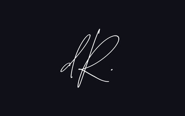 Stylish and elegant letter DR with dark blue background signature logo for company name or initial 