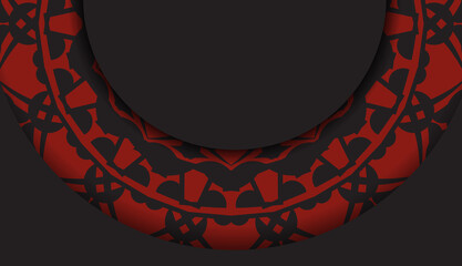 Vector Template for print design postcard BLACK colors with Greek patterns. Preparing an invitation with a place for your text and LUXURY ornament.