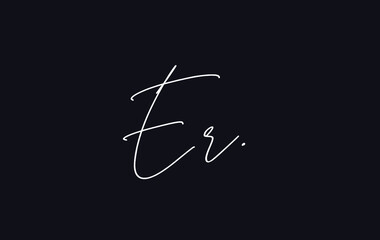 Stylish and elegant letter ER with dark blue background signature logo for company name or initial 