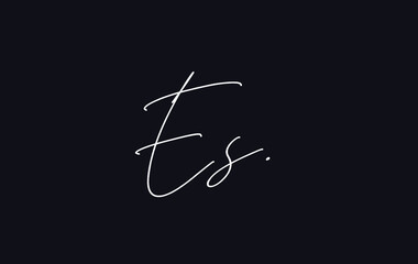 Stylish and elegant letter ES with dark blue background signature logo for company name or initial 