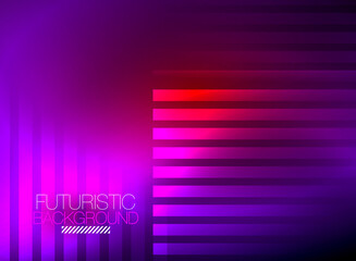 Bright neon color techno abstract background, shiny glowing neon lines in the dark background