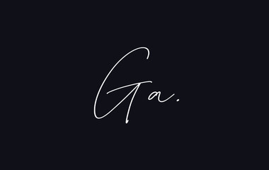 Stylish and elegant letter GA with dark blue background signature logo for company name or initial 