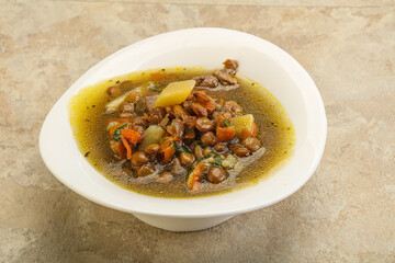 Lentil soup with chicken and vegetables