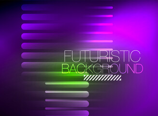 Bright neon color techno abstract background, shiny glowing neon lines in the dark background