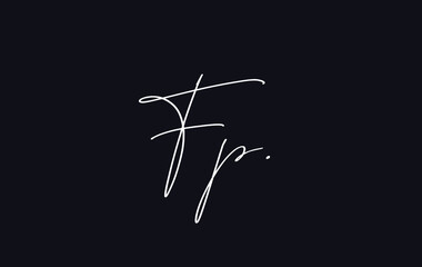 Stylish and elegant letter FP with dark blue background signature logo for company name or initial 