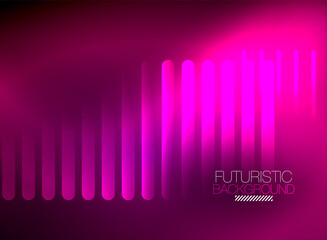 Bright neon color techno abstract background, shiny glowing neon lines in the dark background