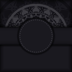 Vector Template of invitation card with a place for your text and LUXURY ornaments. Postcard design BLACK colors with Greek ornament.