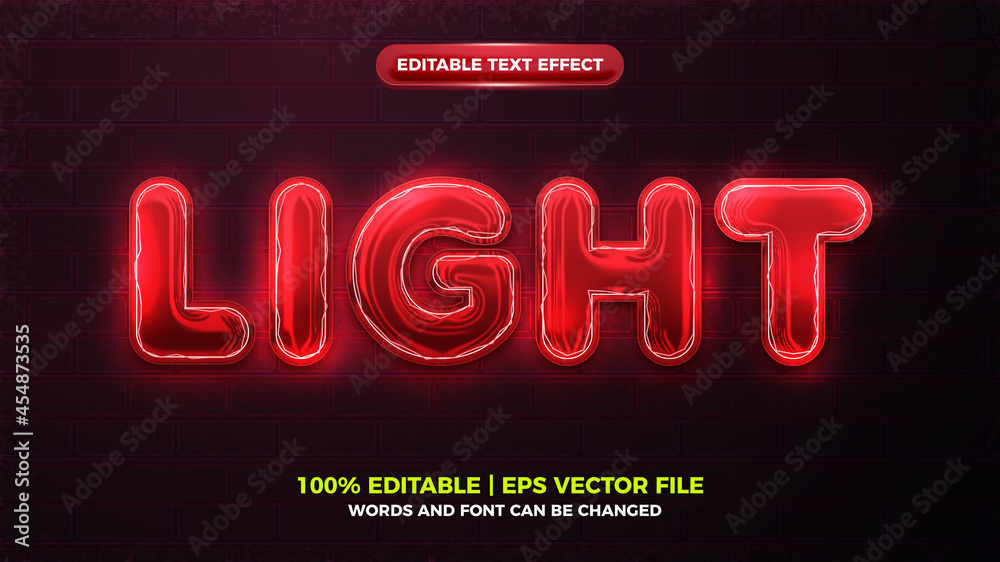 Wall mural future red light neon glow 3d bold editable text effect