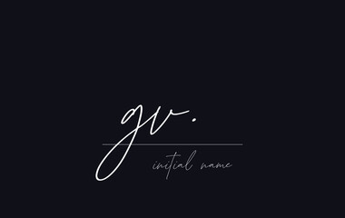 Stylish and elegant letter GV with dark blue background signature logo for company name or initial 