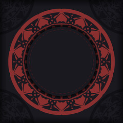 Vector Prepare your invitation card with a place for your text and LUXURY patterns. Template for print design postcard BLACK colors with Greek patterns.