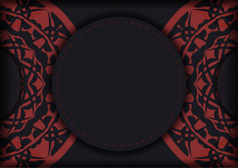 Vector Template for print design postcard BLACK colors with Greek ornament. Preparing an invitation with a place for your text and LUXURY patterns.