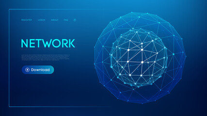 Technology sphere, cloud network. Abstract technology science background. Sphere shield protect. Global network and cloud technology. World education concept. EPS 10.