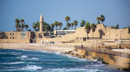Caezarea National Park in Israel in front of the Mediterranean Sea - Israel, September 2021