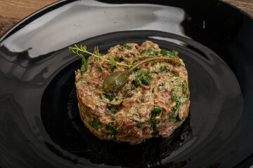Raw beef tartar with capers