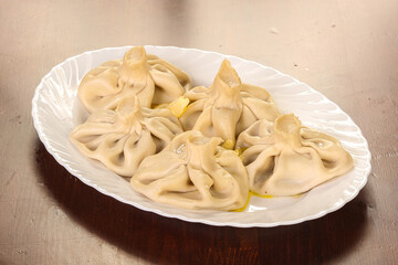 Georgian traditional cuisine – Khinkali with meat