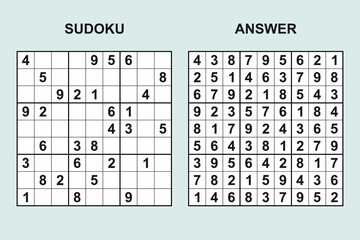 Vector sudoku with answer 441. Puzzle game with numbers.