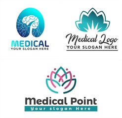 Medical spa with brain lotus flower people logo design