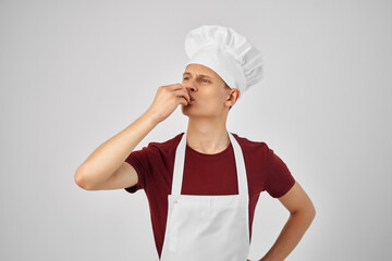 male chef uniform work restaurant cooking