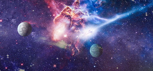 galaxy background with nebula, stardust and bright shining stars. Elements of this image furnished...