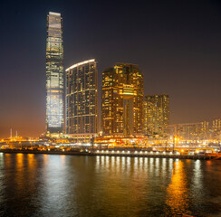Fototapeta na wymiar West Kowloon at Night, Hong Kong.