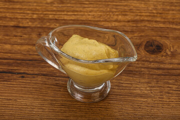 Dijon mustard sauce in the bowl