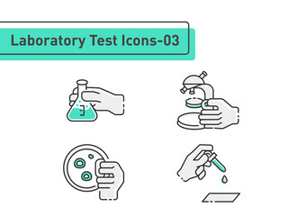Laboratory tests filled line icon set isolated on white background ep03
