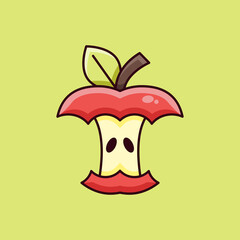 Bite Apple Icon Vector Illustration with Seeds