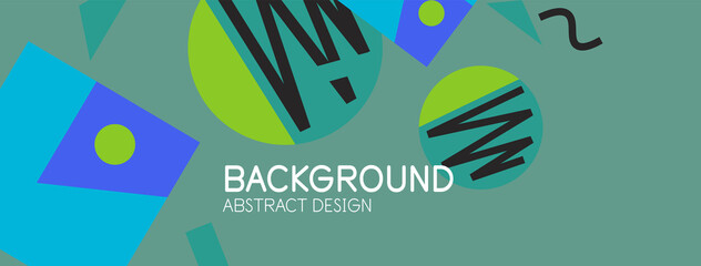 Obraz premium Abstract background. Blocks, lines, triangles, circles composition. Techno or business concept for wallpaper, banner, background, landing page