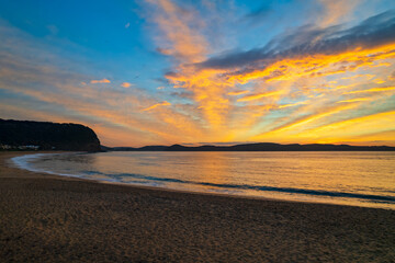 High Cloud Sunrise Seascape with Soft Shades of Colour
