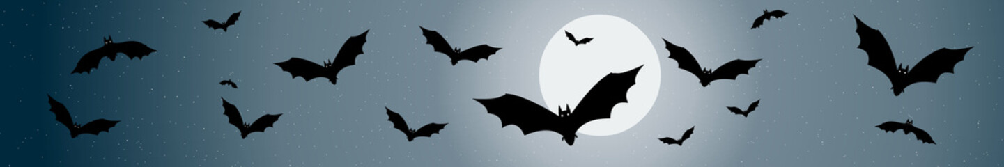 Bannière décor avec chauves-souris pour la nuit d'halloween	