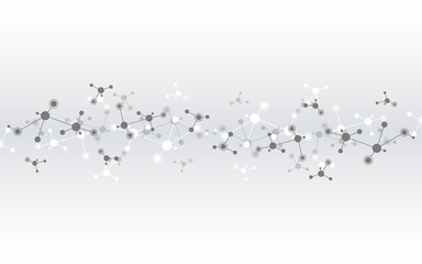 Illustration of molecular structure and genetic engineering, molecules DNA, neural network, scientific research. Abstract background for innovation technology, science, healthcare, and medicine