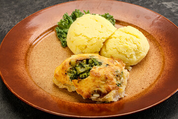 Roasted pangasius fillet with mashed potato