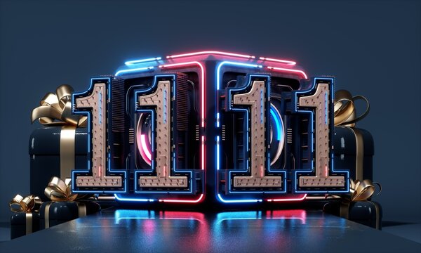3D rendered neon light booth
