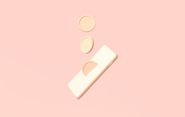 Coin drops into smartphone. Online banking or payment concept. 3d rendering