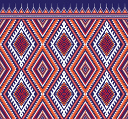 Ethnic fabric texture pattern Abstract Geometric Vector Aztec oriental illustration retro embroidery repeating 