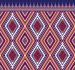 Ethnic fabric texture pattern Abstract Geometric Vector Aztec oriental illustration retro embroidery repeating 