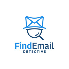 Simple Line Email Detective Logo Design Template. Suitable for Email Service Technology Digital Marketing Application Website Business Brand Company Logo Design.