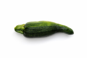 Green zucchini vegetable isolated on white background.