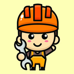 Fototapeta premium cute repairman cartoon illustration vector graphic
