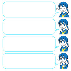 学生吹き出しセット青_女子