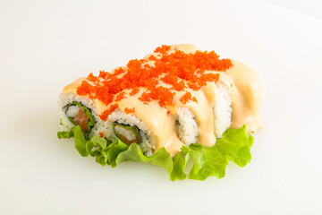 Japanese roll with salmon and prawn