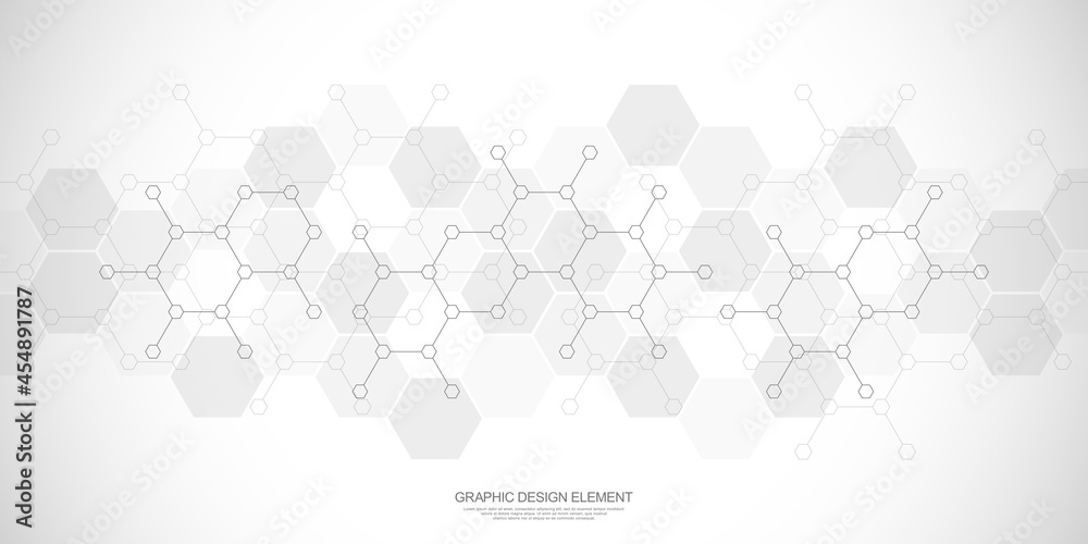 Wall mural Abstract geometric background with hexagons pattern. The design element of hexagonal shape