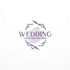 Vector Watercolor Wreath with Simple Flower Wedding Invitation