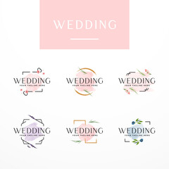 Vector Watercolor Wreath with Simple Flower Wedding Invitation