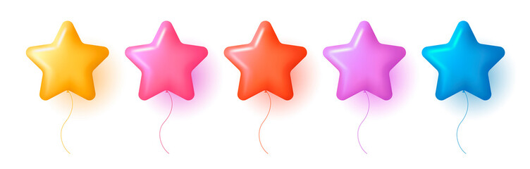Obraz premium Set of 3d star shaperd air balloons in different colors