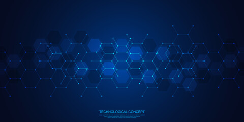 Abstract geometric background with hexagons pattern. The design element of hexagonal shape. Concepts and ideas for technology, science, and medicine. Vector illustration