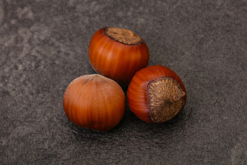 Hazelnut heap isolated over background